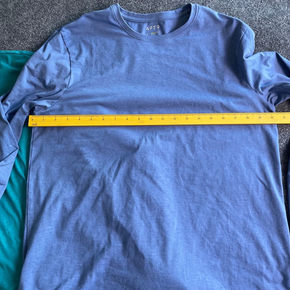 Apt 9 Mens Premier Flex Long Sleeve Tee Shirt Bundle 2 Pack Teal Blue Large L - Picture 6 of 9